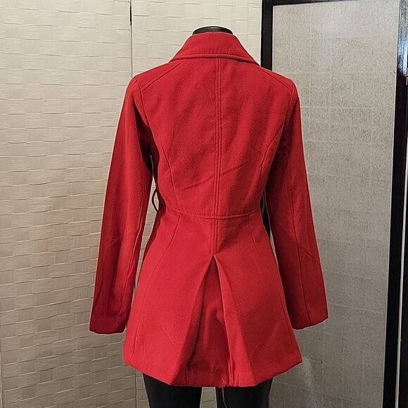 IRIS BASIC COAT NOTCH LAPEL DOUBLE BREASTED FIT & FLARE COAT - Picture 6 of 15